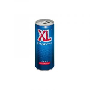 פחית XL משקה אנרגיה - הפחית בצבע כחול עם כיתוב אדום וכסף