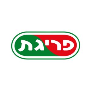 לוגו של פריגת כיתוב לבן על רקע אדום וירוק